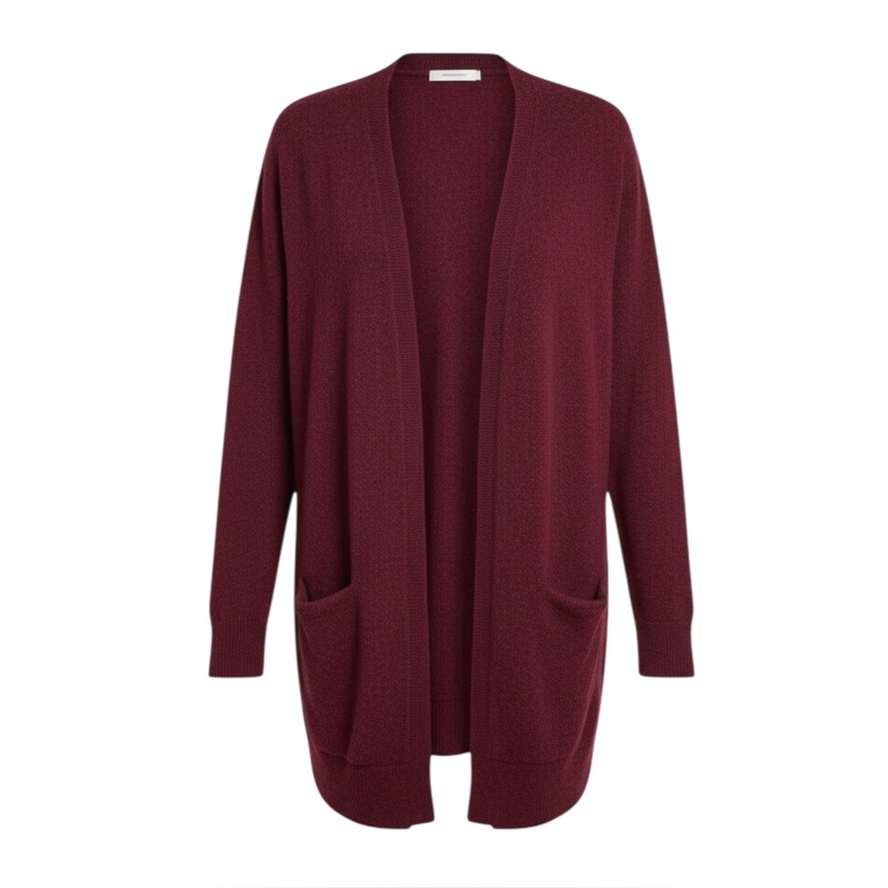 Madewell Long Open Front Cardigan Sweater Size XS Burgundy Alpaca Wool Blend